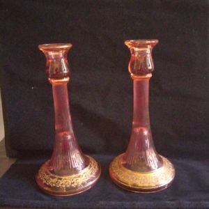 Candle holder,  a pair, glassware